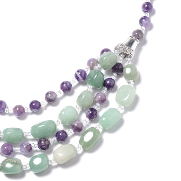 Amethyst and Aventurine Multi Strand Necklace - Picture 2 of 3